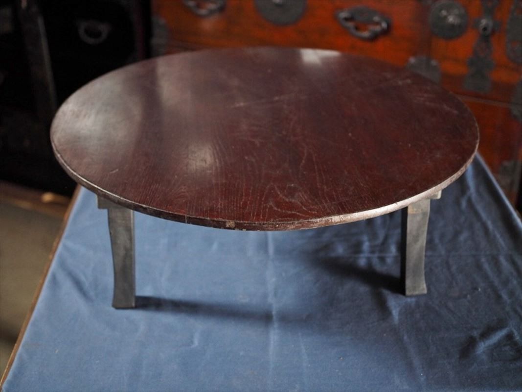昭和レトロな折畳丸ちゃぶ台 昭和前期 古録展 品番F4474