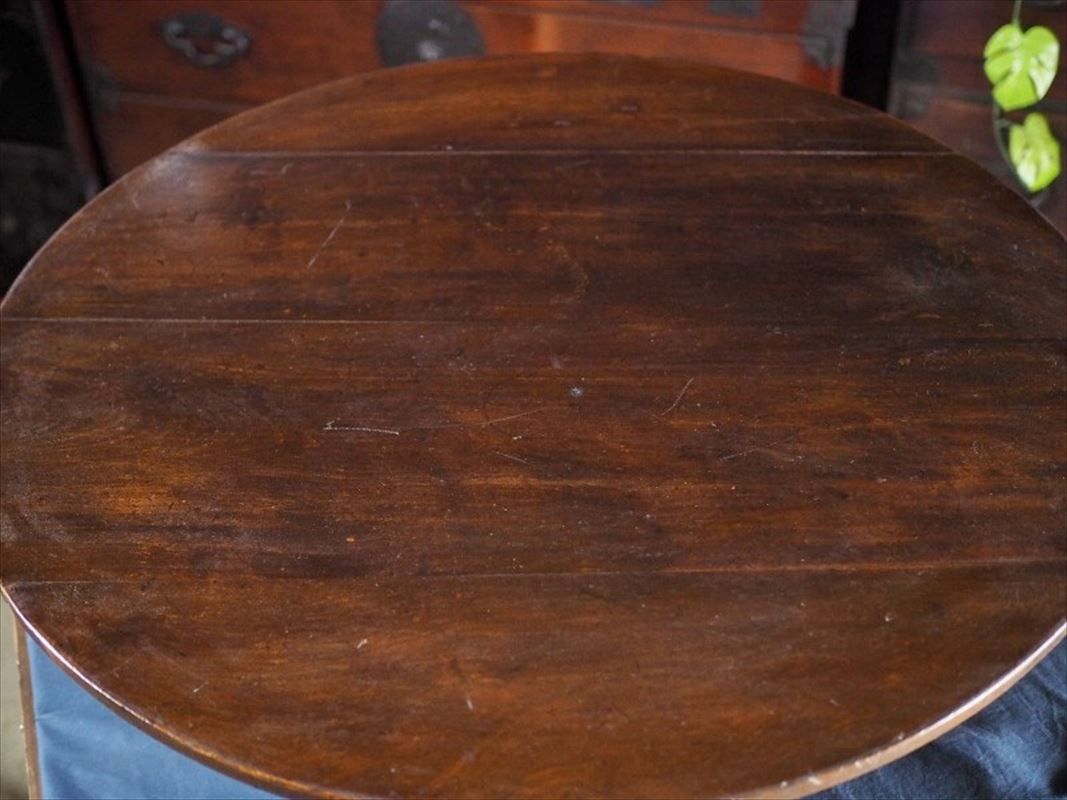 昭和レトロな折畳丸ちゃぶ台 昭和前期 古録展 品番F4485