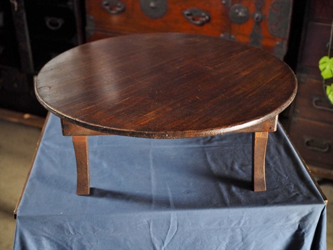 昭和レトロな折畳丸ちゃぶ台 昭和前期 古録展 品番F498