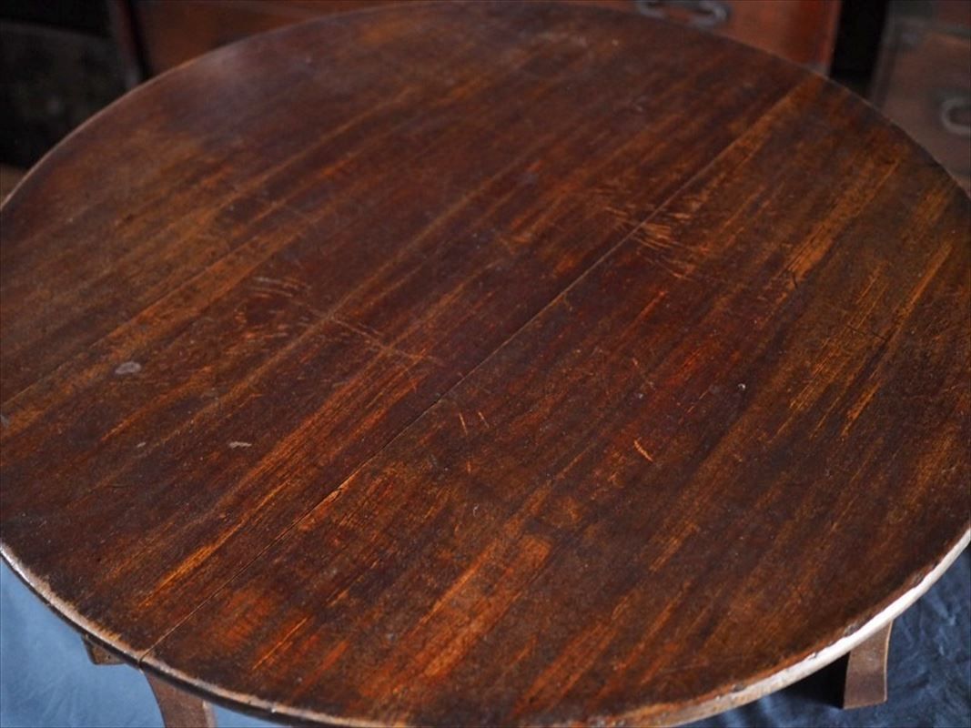 昭和レトロな折畳丸ちゃぶ台 昭和前期 古録展 品番F498