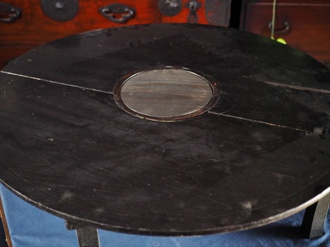 昭和レトロな折畳丸ちゃぶ台 昭和前期 古録展 品番F4501