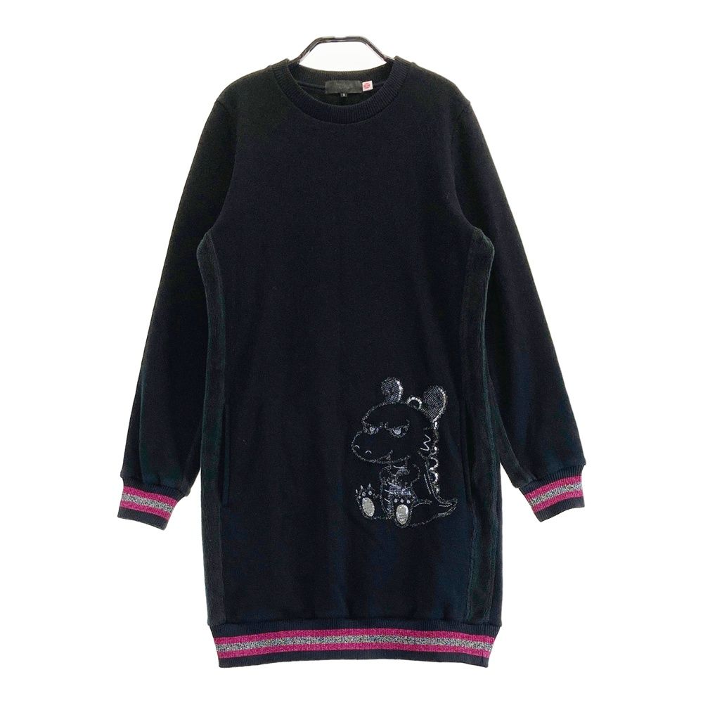 サイズ 2 DANCE WITH DRAGON ダンスウィズドラゴン 裏起毛 スウェットワンピース チビドラ ブラック系 240101545880 ゴルフウェア レディース ストスト