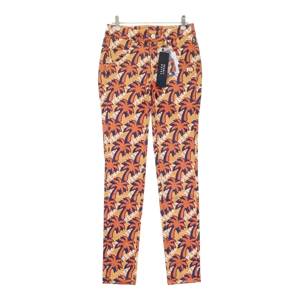 サイズ 0 PEARLY GATES パーリーゲイツ 055-1231606 ストレッチパンツ ヤシの木 ロゴ柄 オレンジ系 240101551835 ゴルフウェア レディース ストスト