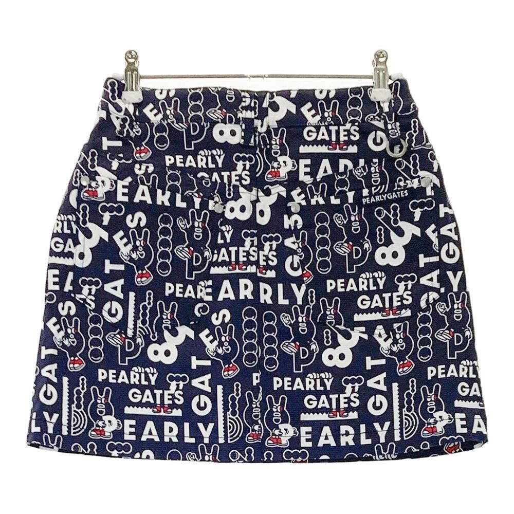 サイズ 00 PEARLY GATES パーリーゲイツ 055-2234020 ストレッチスカート どうしちゃったPG ロゴ柄 ネイビー系 240101551850 ゴルフウェア レディース ストスト