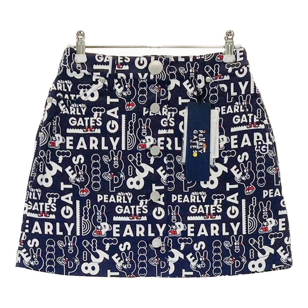 サイズ 00 PEARLY GATES パーリーゲイツ 055-2234020 ストレッチスカート どうしちゃったPG ロゴ柄 ネイビー系 240101551850 ゴルフウェア レディース ストスト