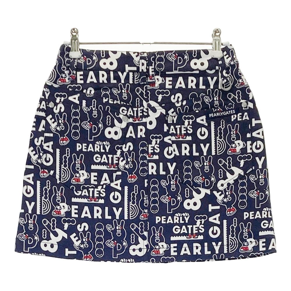サイズ 00 PEARLY GATES パーリーゲイツ 055-2234020 ストレッチスカート どうしちゃったPG ロゴ柄 ネイビー系 240101551851 ゴルフウェア レディース ストスト