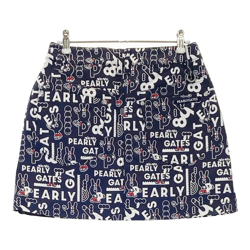 サイズ 0 PEARLY GATES パーリーゲイツ 055-2234020 ストレッチスカート どうしちゃったPG ロゴ柄 ネイビー系 240101551852 ゴルフウェア レディース ストスト