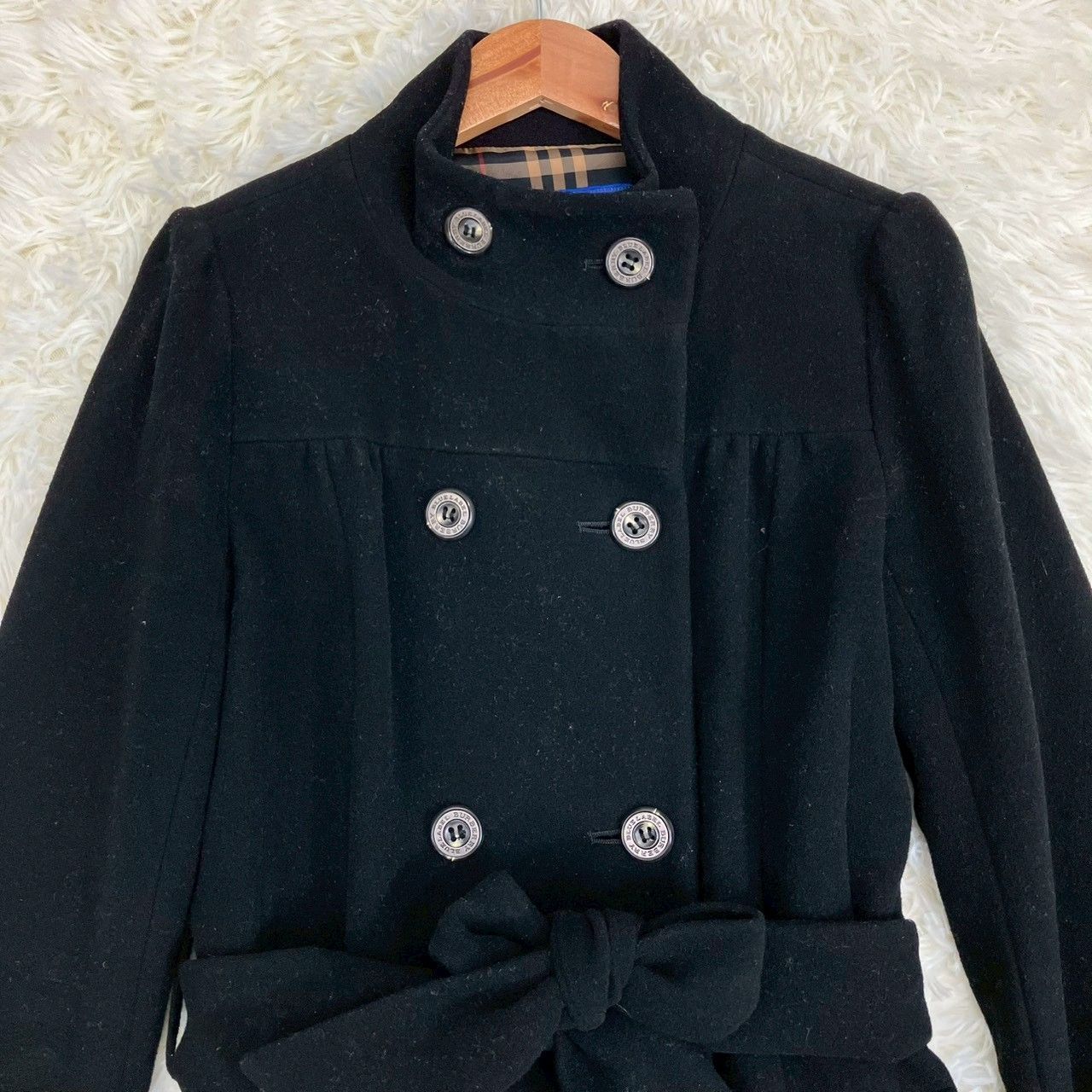 バーバリーブルーレーベル ベルテッドコート ロングコート カシミヤ混