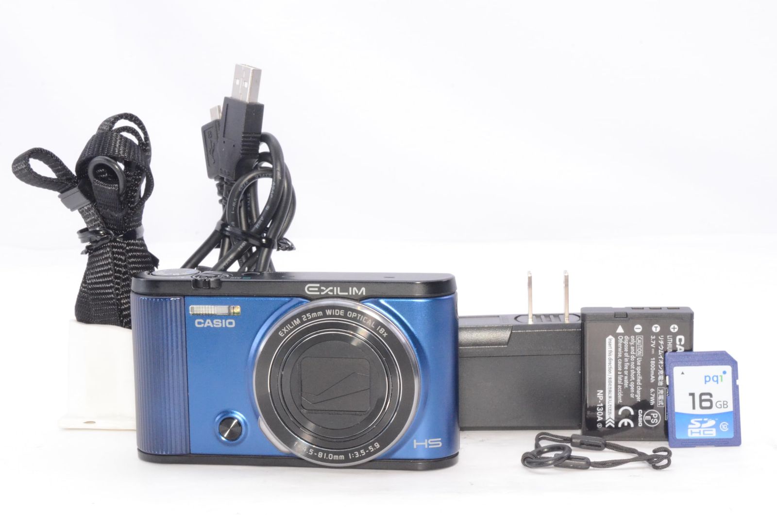 SDカード付き CASIO カシオ EXILIM EX-ZR1600 ブルー コンパクトデジタルカメラ