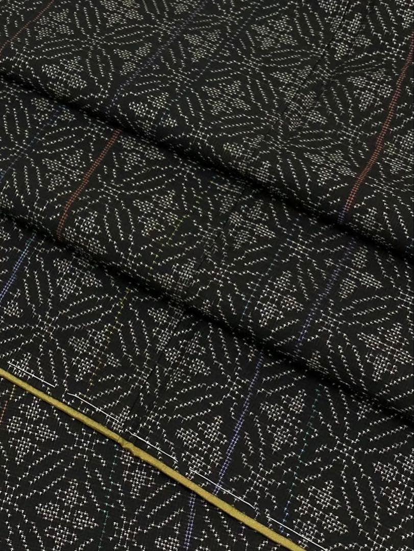 本場奄美大島紬 泥染大島紬 総柄 正絹 地球印 躾糸付き A052