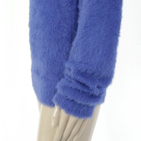 75 OFF メイメイジェイ MEIMEI J ニット 44 EKN779 L LLサイズ ブルー レディース 長袖ニット シャギーニット セーター クルーネック イタリア製 GINKGOPHARMACY_COM