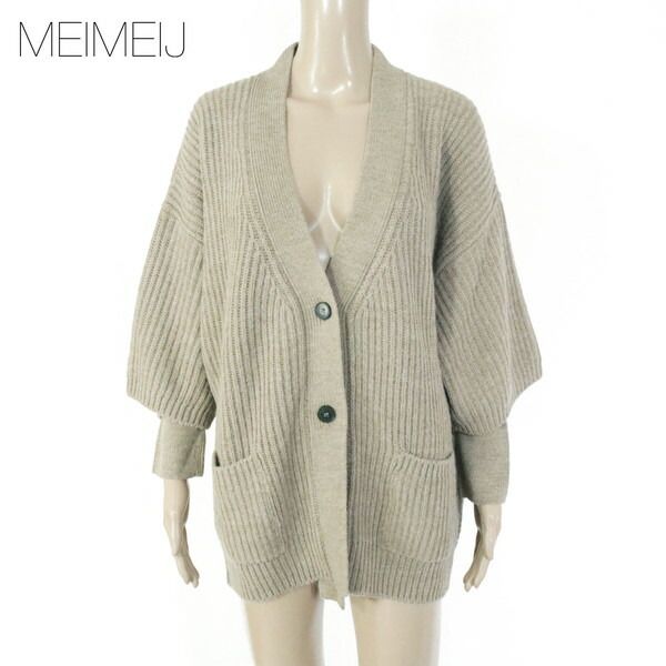 75 OFF メイメイジェイ MEIMEI J ニット 40 EKN780 フリーサイズ ブラウンベージュ レディース アームカバー付きカーディガン イタリア製
