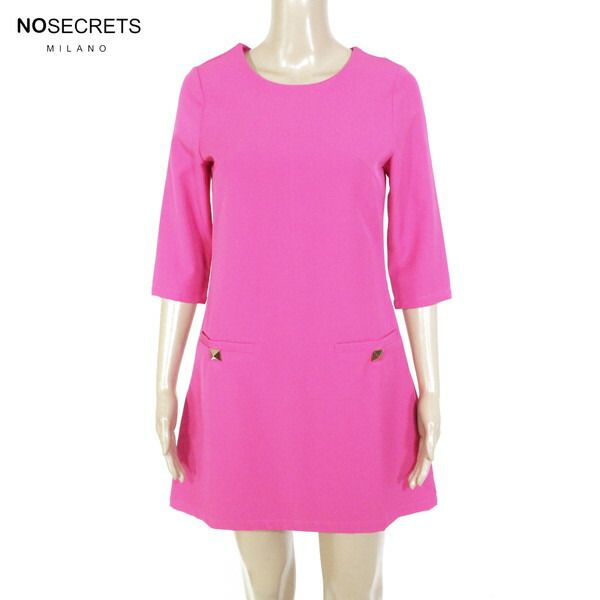 75 OFF ノーシークレッツ NO SECRETS ワンピース 38 EOP 1703 Sサイズ ピンク レディース 七分袖ワンピース ミニ丈ワンピース スタッズ