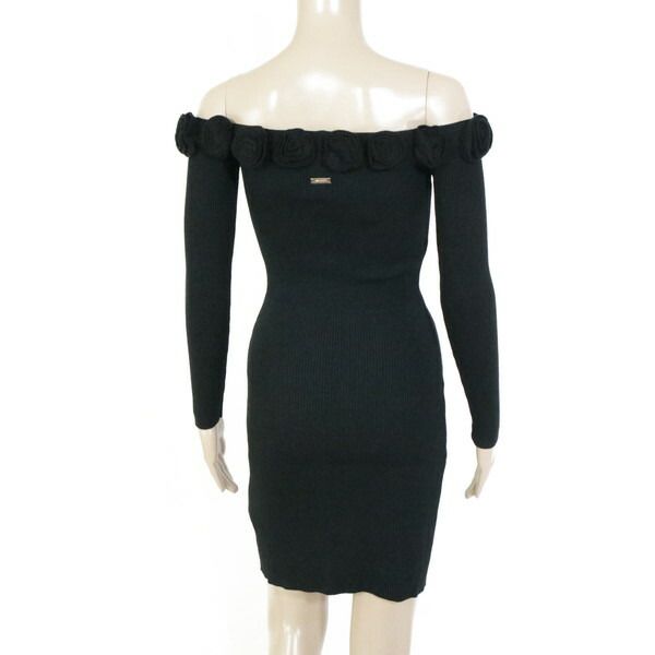 75 OFF ノーシークレッツ NO SECRETS ワンピース 40 EOP1709 Sサイズ ブラック レディース 長袖ワンピース ニットワンピース オフショルダー