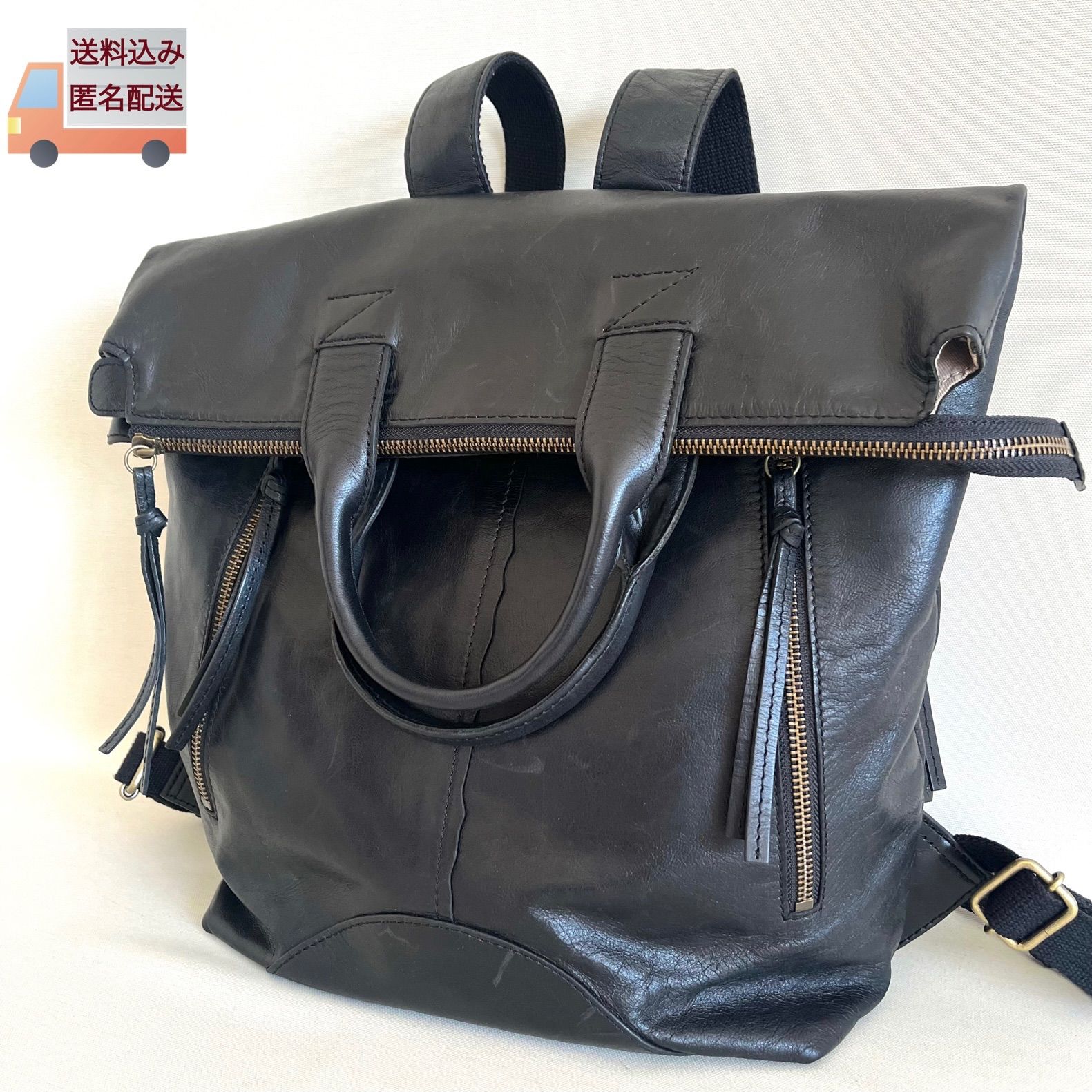 Dakota ダコタ BLACK LABEL ブラックレーベル ノマド ゴート 山羊革 レザー リュック バックパック ブラック 黒 A4収納