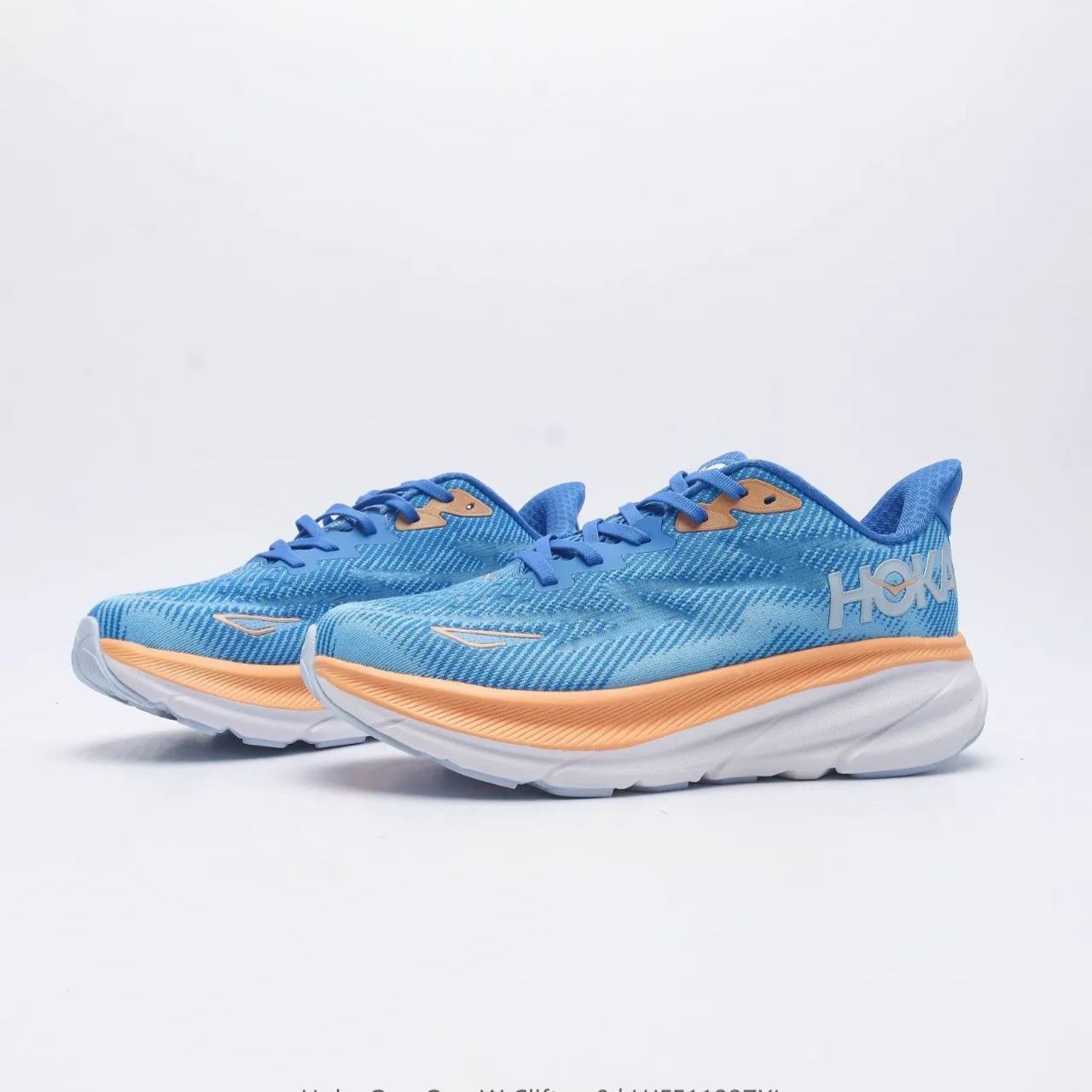 ホカオネオネ CLIFTON 9 クリフトン ランニングシューズ ランニング ロード マラソン ランシュー 厚底 男女兼用 ブルー×オレンジ JP 25.5