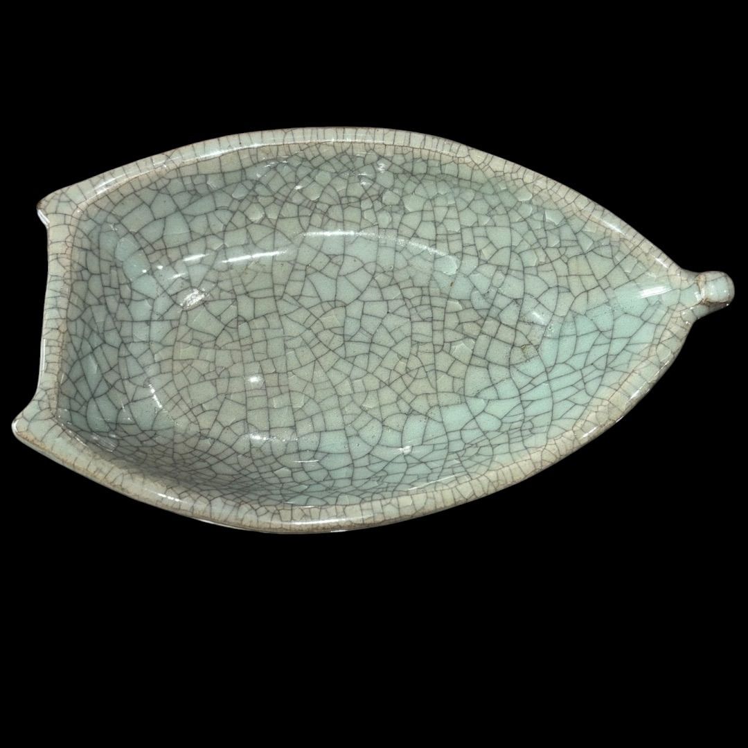 某有名オークション買入 ひび模様 共箱 時代物 舟型皿 7客揃え アンティーク