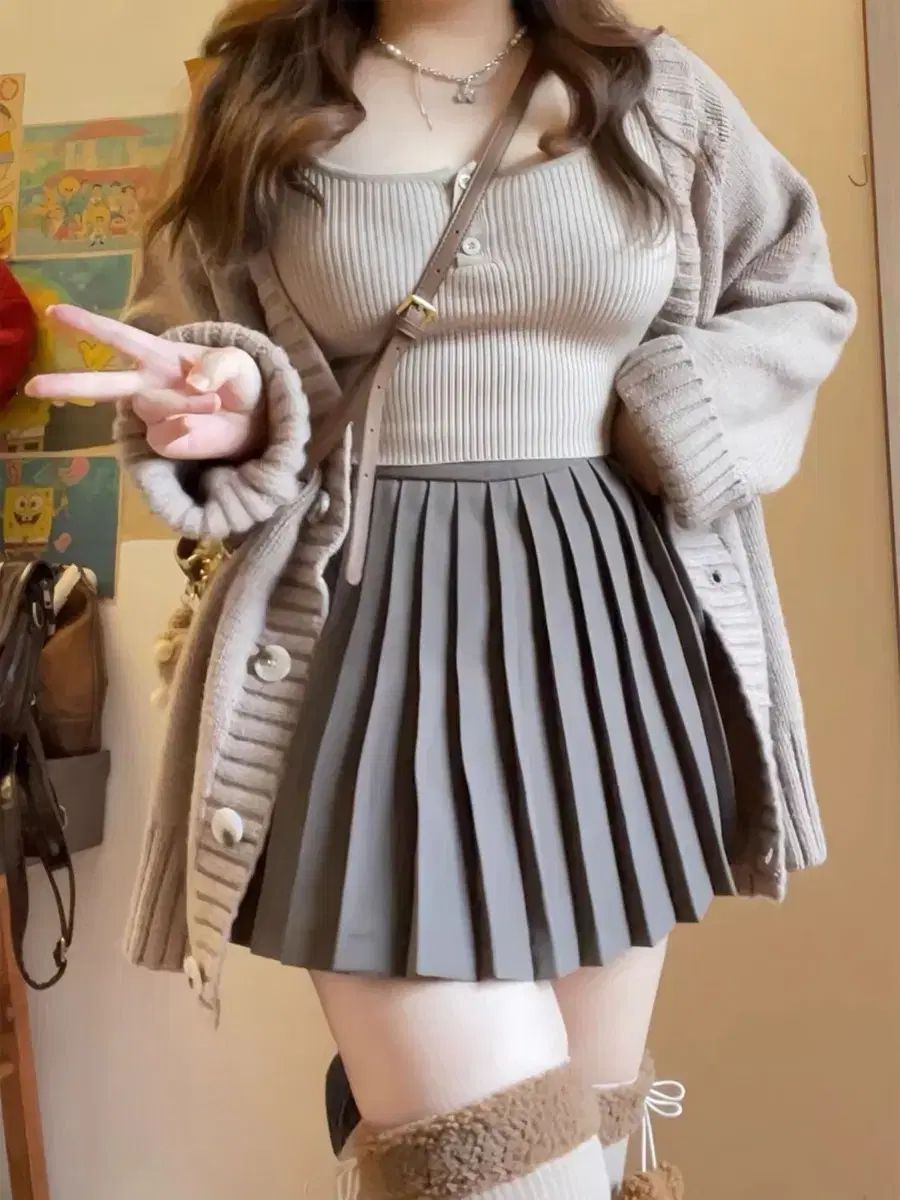 カーディガン ノースリーブ ハイウエスト スカート セット GULLKHAN_COM