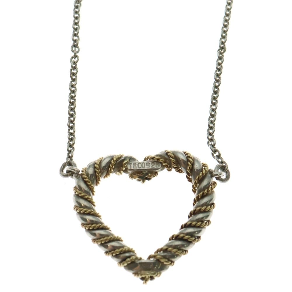 ティファニーツイストハートコンビネックレスsilver925,K18 Tiffany ツイスト ハート コンビ ネックレス 750⁄925 18金