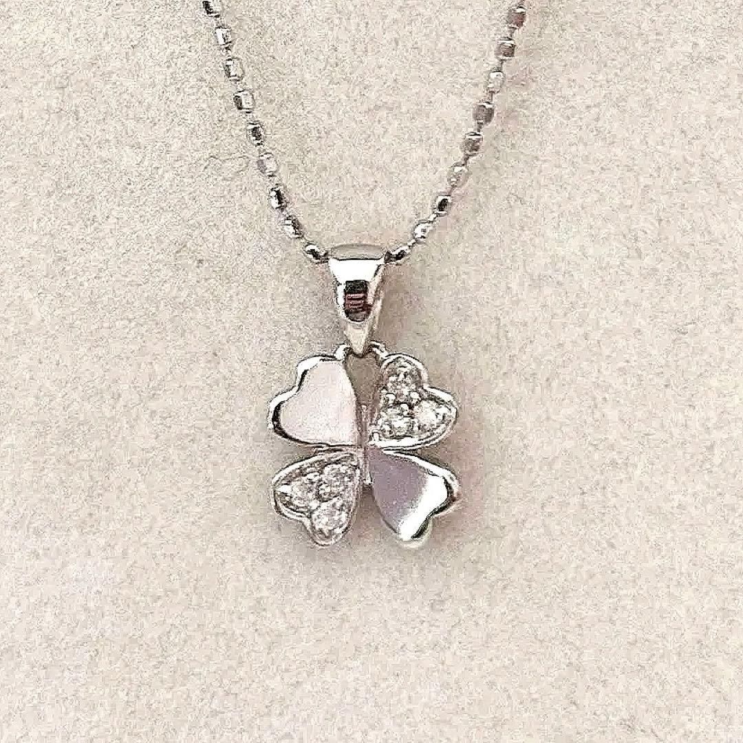 319 フォリフォリ K18 ダイヤモンド 0.04ct ネックレス クローバー