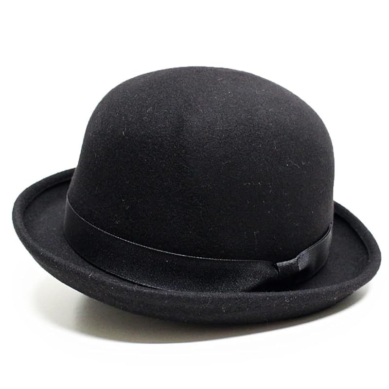 彡 ルーベン 特別企画 BLACK COLLECTION たためる フェルトハット オーストラリア産 ウール 使用 ボーラーハット ブラック