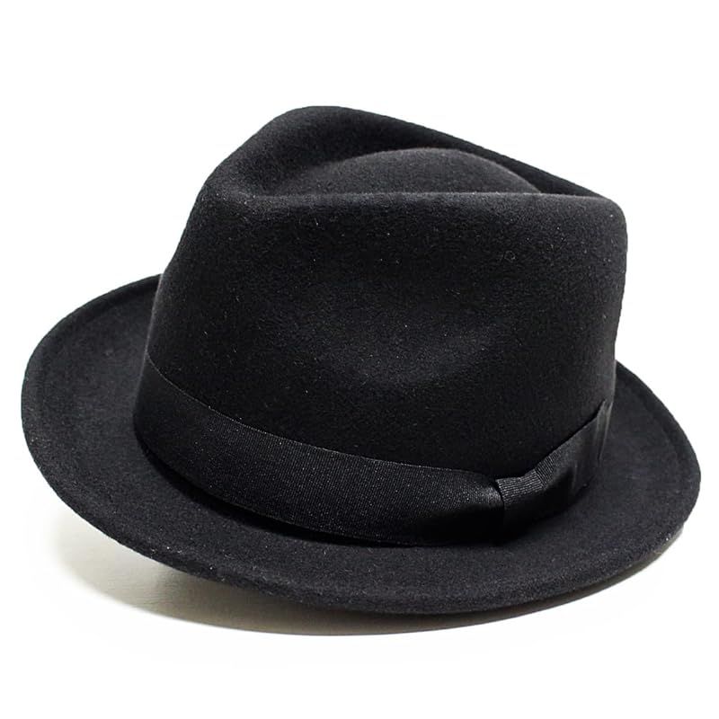 彡 ルーベン 特別企画 BLACK COLLECTION たためる フェルトハット オーストラリア産 ウール 使用 中折れハット ブラック