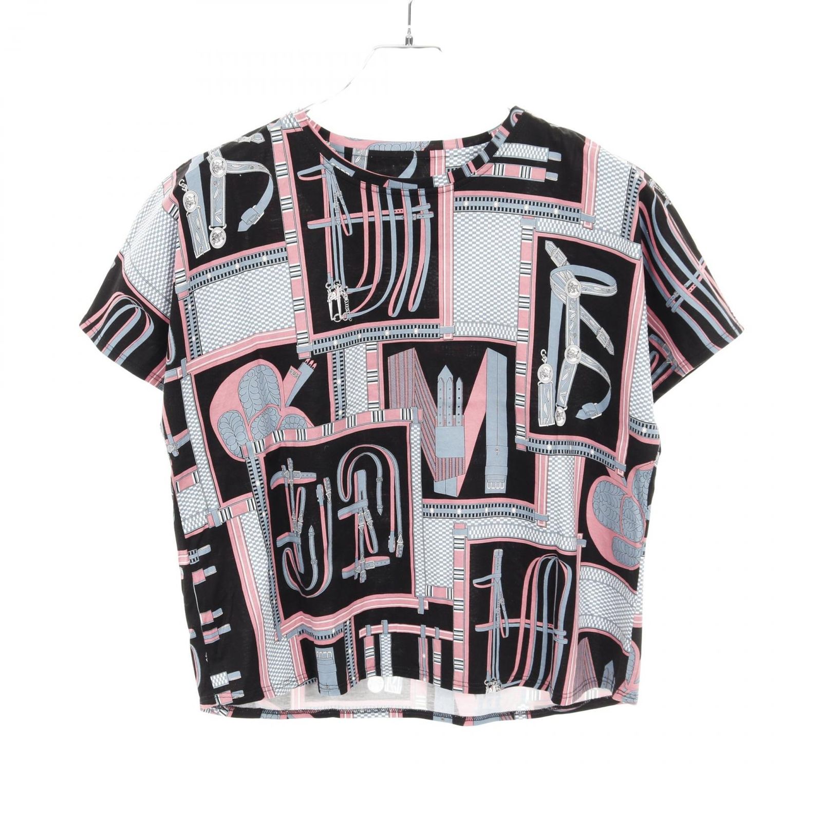 エルメス HERMES カットソー Lettres Equestres コットン Tシャツ レディース Used A