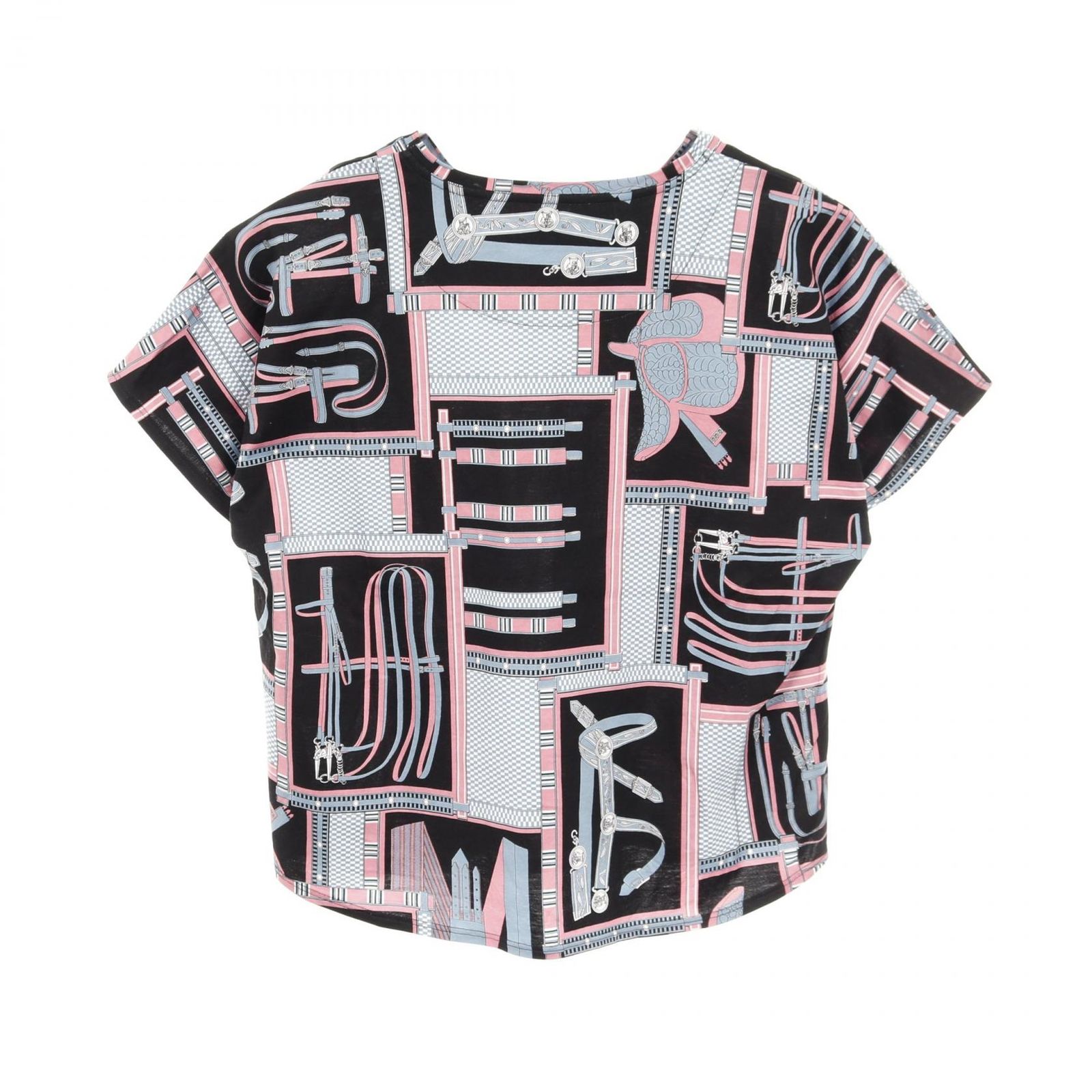 エルメス HERMES カットソー Lettres Equestres コットン Tシャツ レディース A