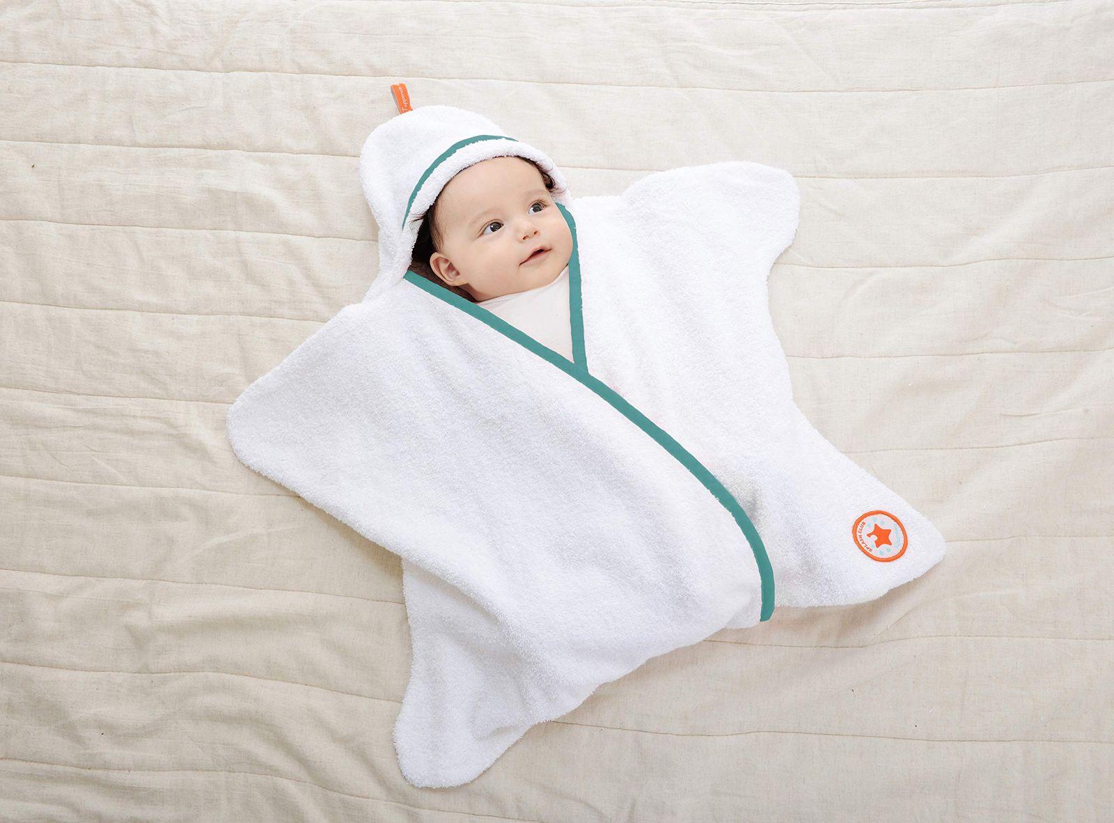 Tuppence Crumble タッペンスアンドクランブル 星型アフガン Star Wrap スターラップ Splash Club Starsnug スプラッシュクラブ スタースナッグ タオル地 アクア 0 4ヶ月用