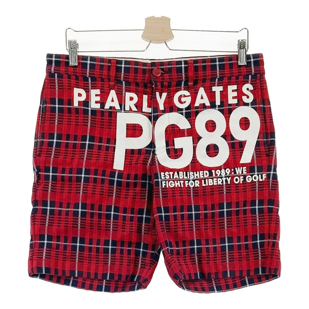 サイズ 5 PEARLY GATES パーリーゲイツ ストレッチ ハーフパンツ チェック柄 レッド系 240101549796 ゴルフウェア メンズ ストスト