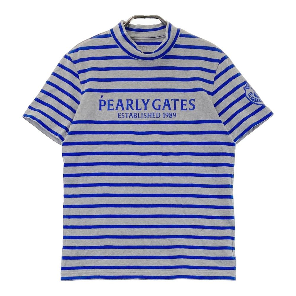 サイズ 3 PEARLY GATES パーリーゲイツ ハイネック半袖Tシャツ ボーダー柄 グレー系 240101550850 ゴルフウェア メンズ ストスト