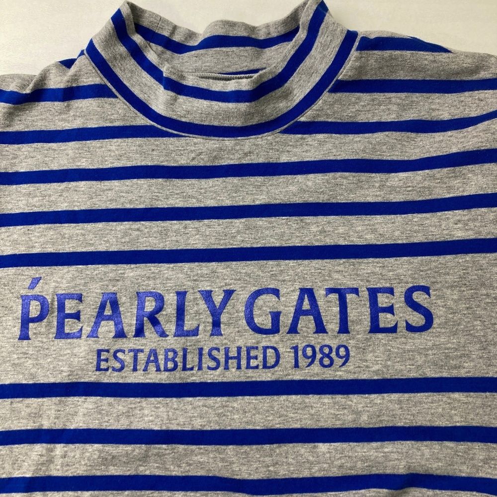 サイズ 3 PEARLY GATES パーリーゲイツ ハイネック半袖Tシャツ ボーダー柄 グレー系 240101550850 ゴルフウェア メンズ ストスト LLC-HASEGAWATOSO_COM