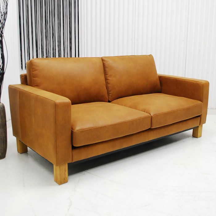 アウトレット 現品限り 一部送料無料 大 ♥ 高品質 ヴィンテージ調モダンデザイン フェザー入り 北欧調スタイルソファー キャメル 251024-フリーマン2.5p