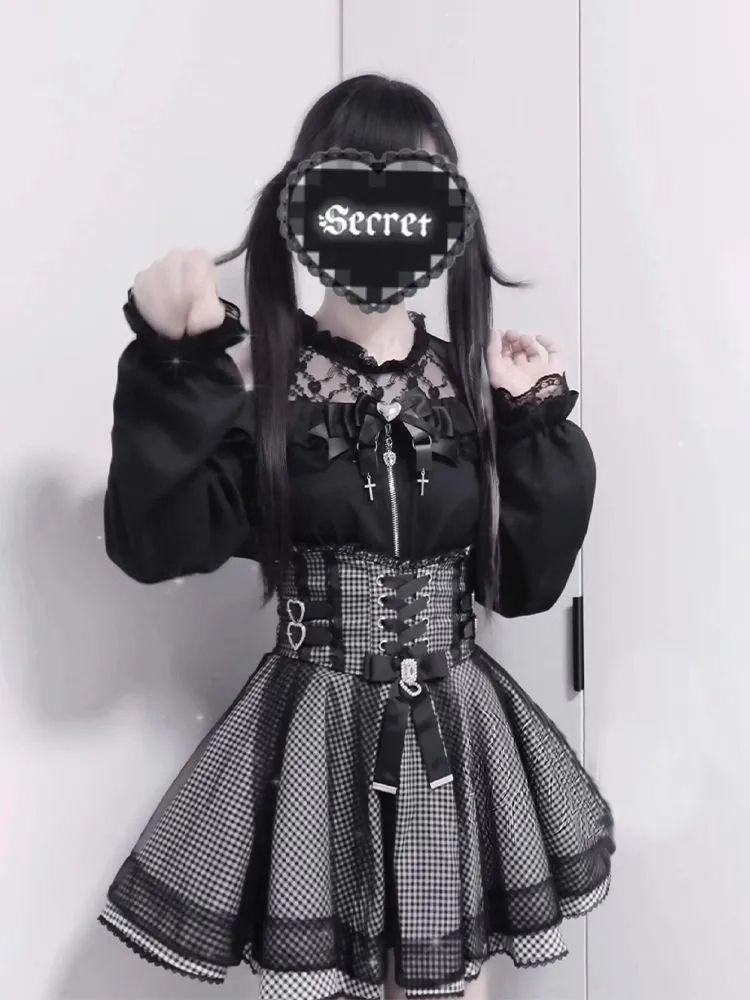 ⭐️2点セットアップ⭐️ リボン レディース ロリータ かわいい 甘ロリ 原宿系 韓国風 ブラック 春 夏 秋 冬 お出かけ デート 量産型 地雷系 サブカル ロリィタ ロリータ ゴスロリ 病み かわいい セットアップ