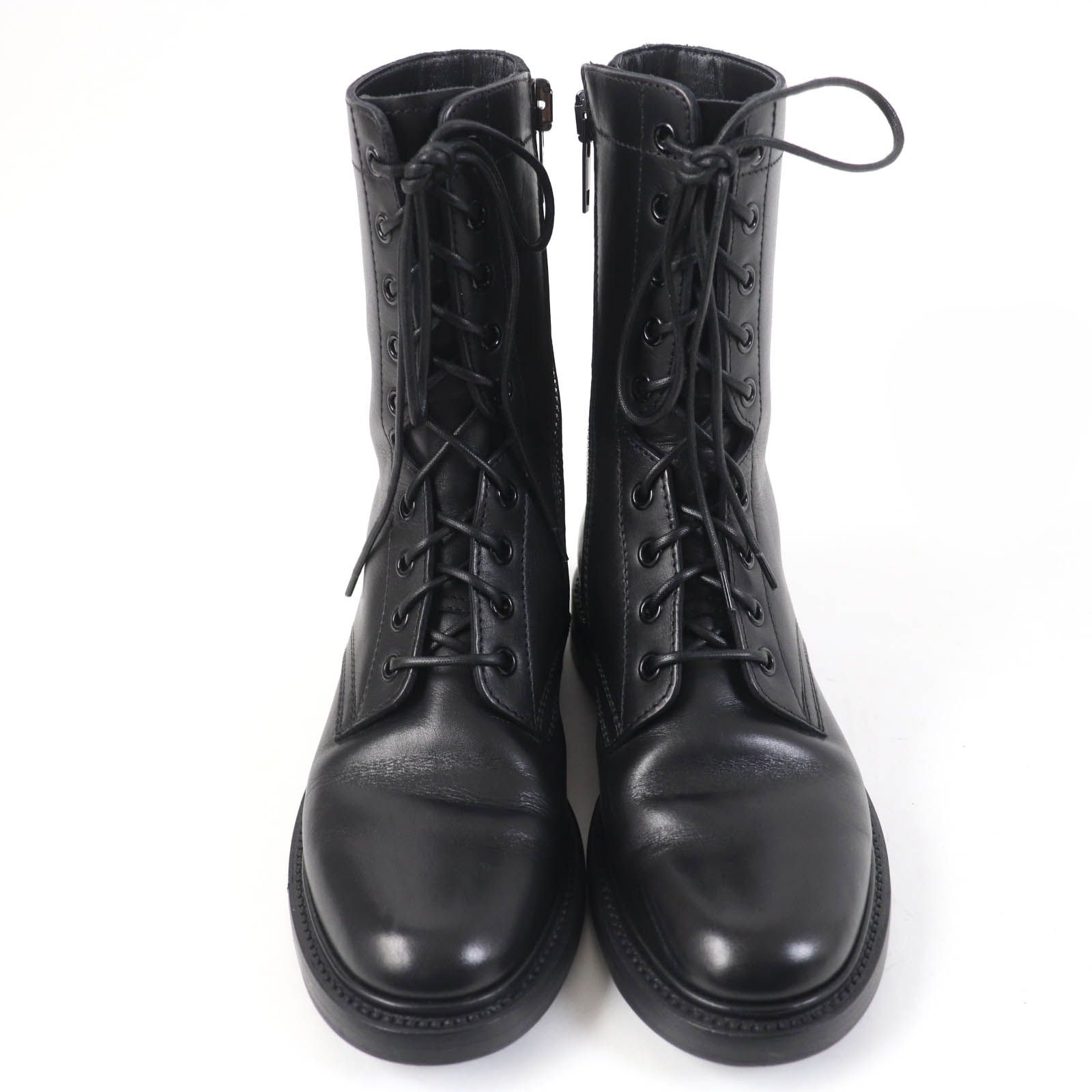 美品☆CELINE セリーヌ RA01 サイドZIP レースアップ レザー