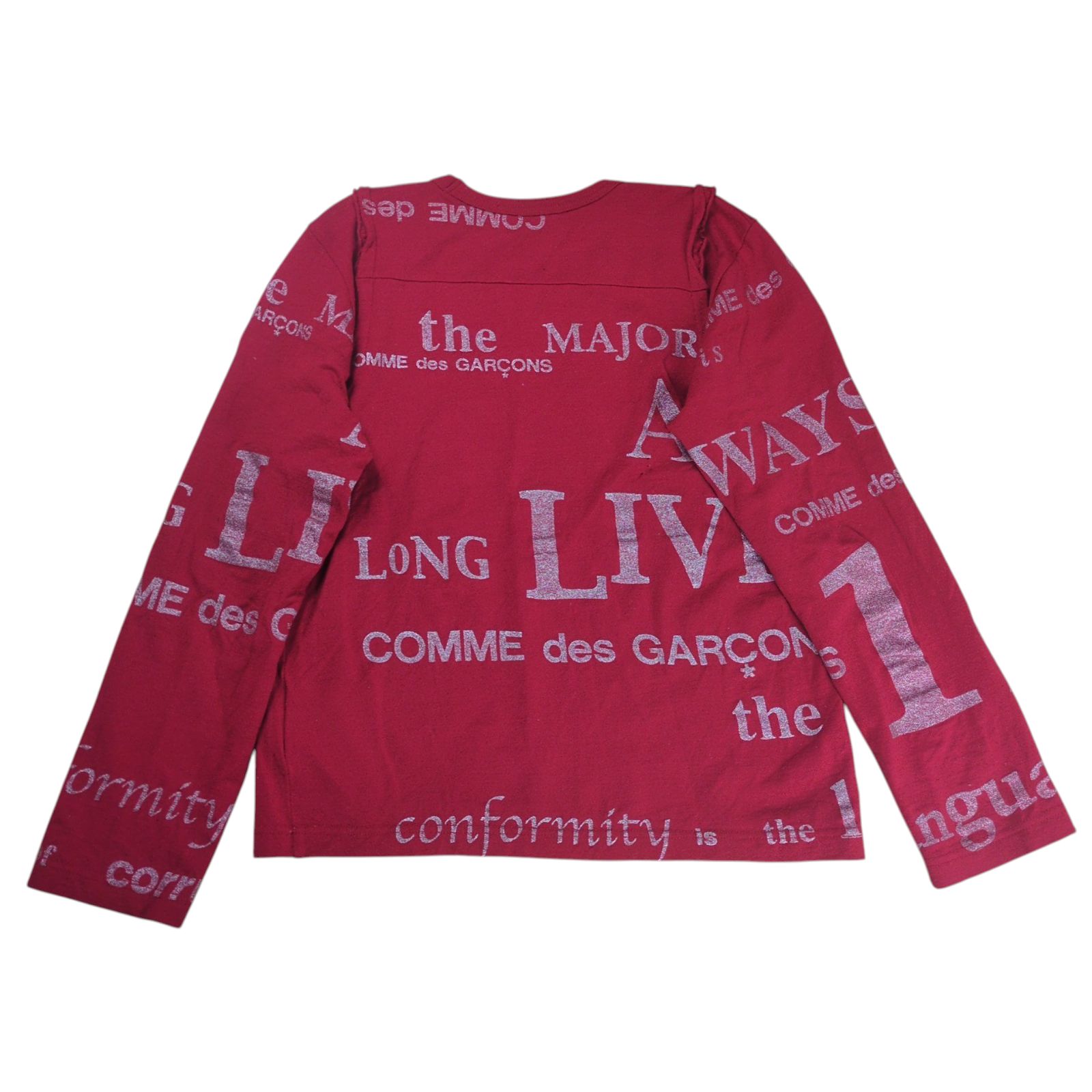 COMME des GARCONS Glitter Message Printed Wool Cut Sew