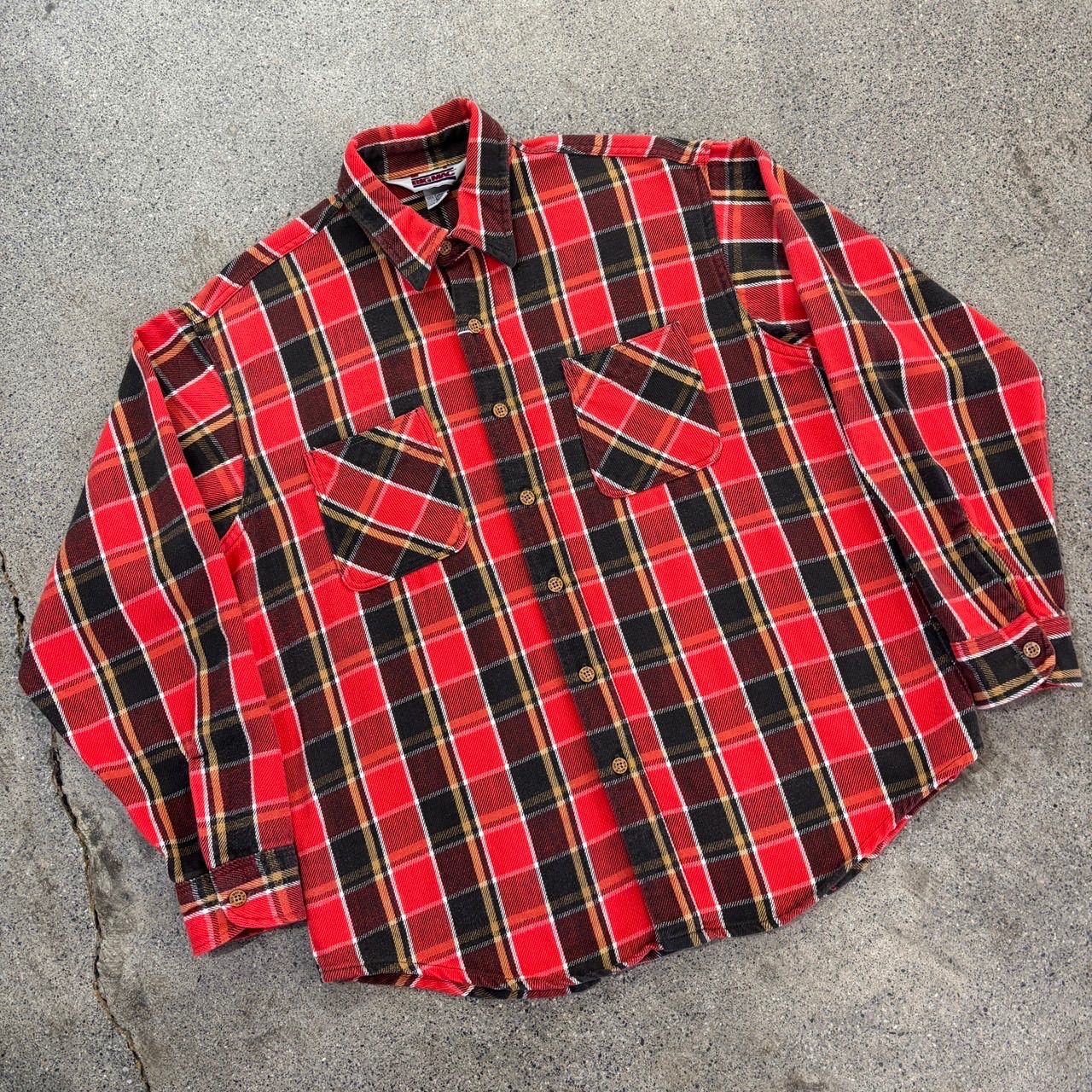Big Mac 80s Heavy Flannel Shirt L Good Color