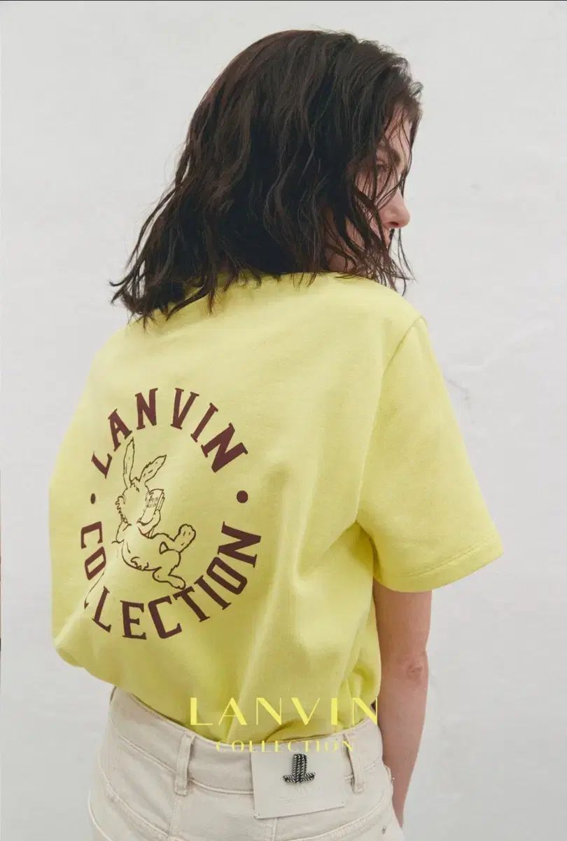 ハンサム ランバン LANVIN エンブレム ビーズ プリンティング うさぎ 半袖 Tシャツ