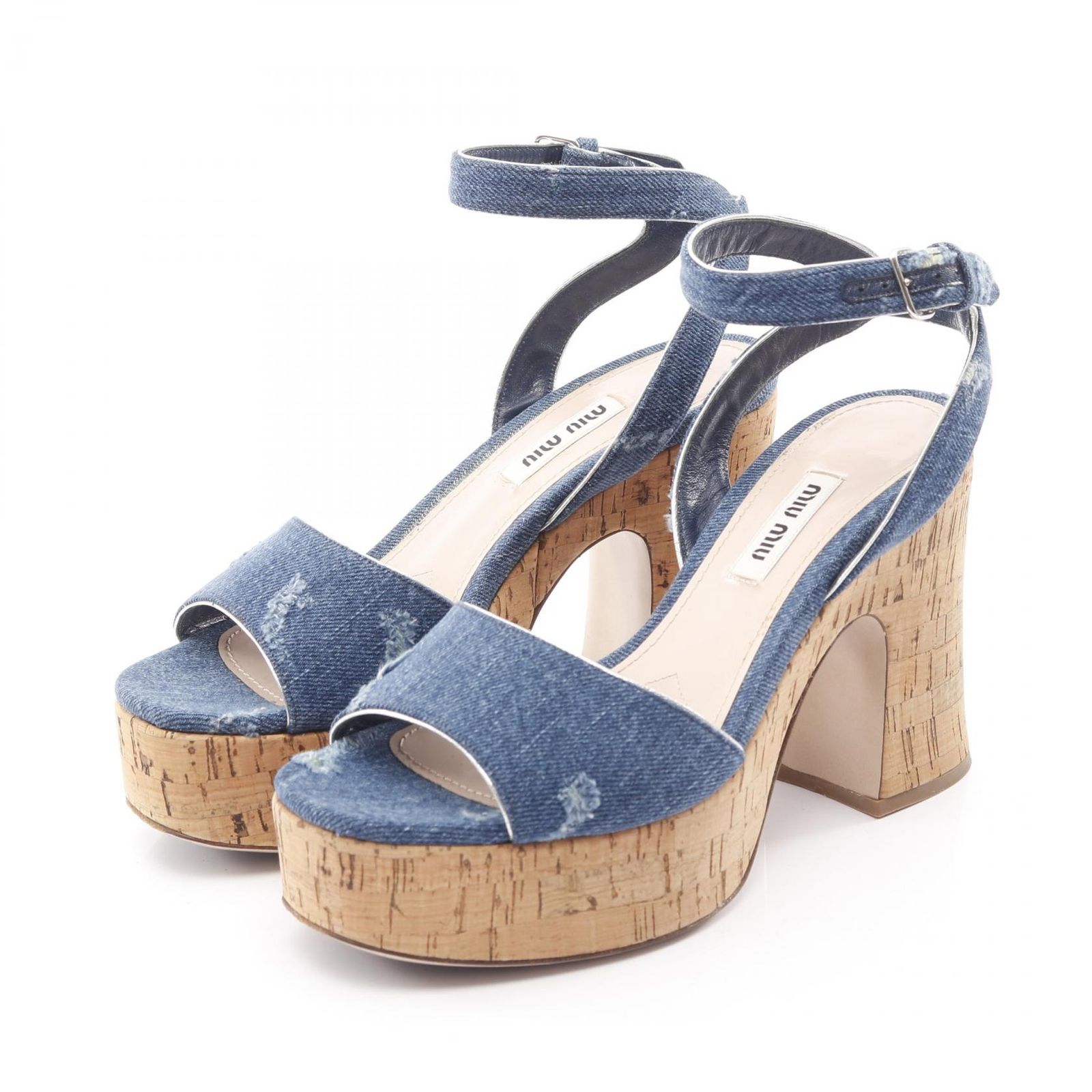 ミュウ ミュウ Miu Miu サンダル ブルー デニム サンダル レディース Used B