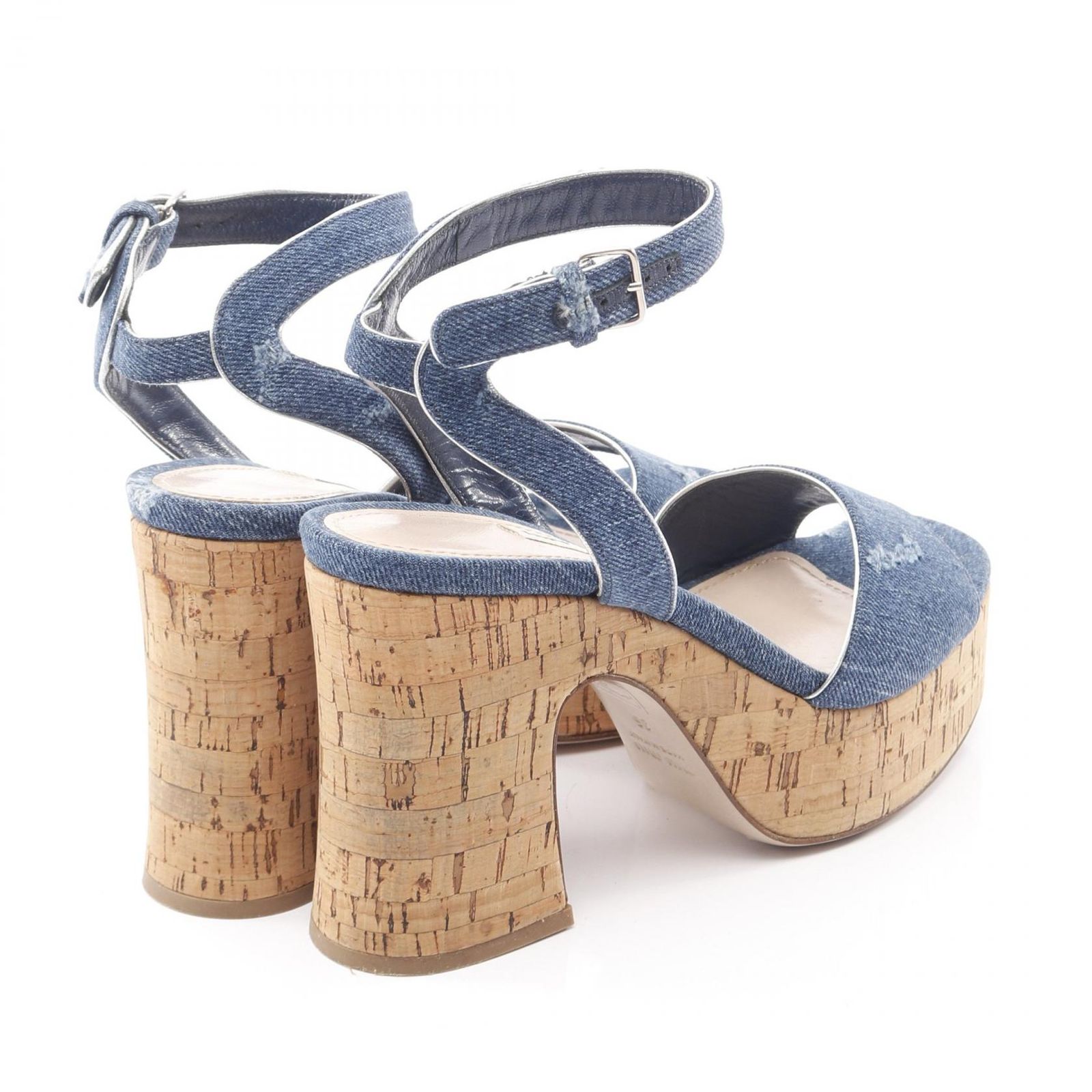 ミュウ Miu サンダル ブルー デニム レディース B