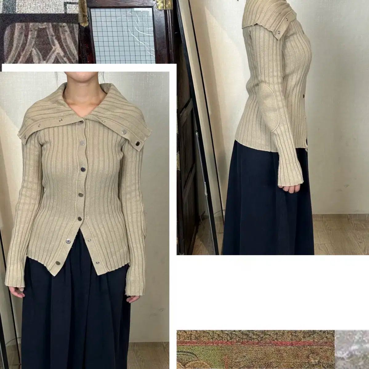 エンポリオアルマーニ エルボ パッチ ハイネック カーディガン