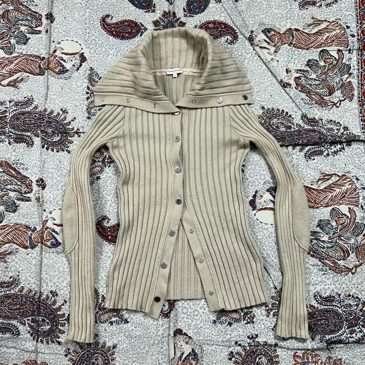 エンポリオアルマーニ エルボ パッチ ハイネック カーディガン