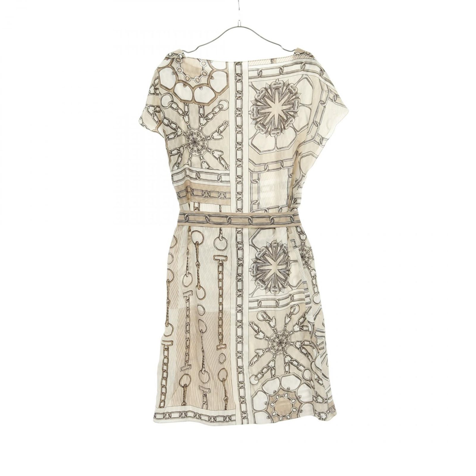 エルメス HERMES ワンピース Effet Kaleidoscope 4H0636DP ベージュ シルク ワンピース レディース Used A