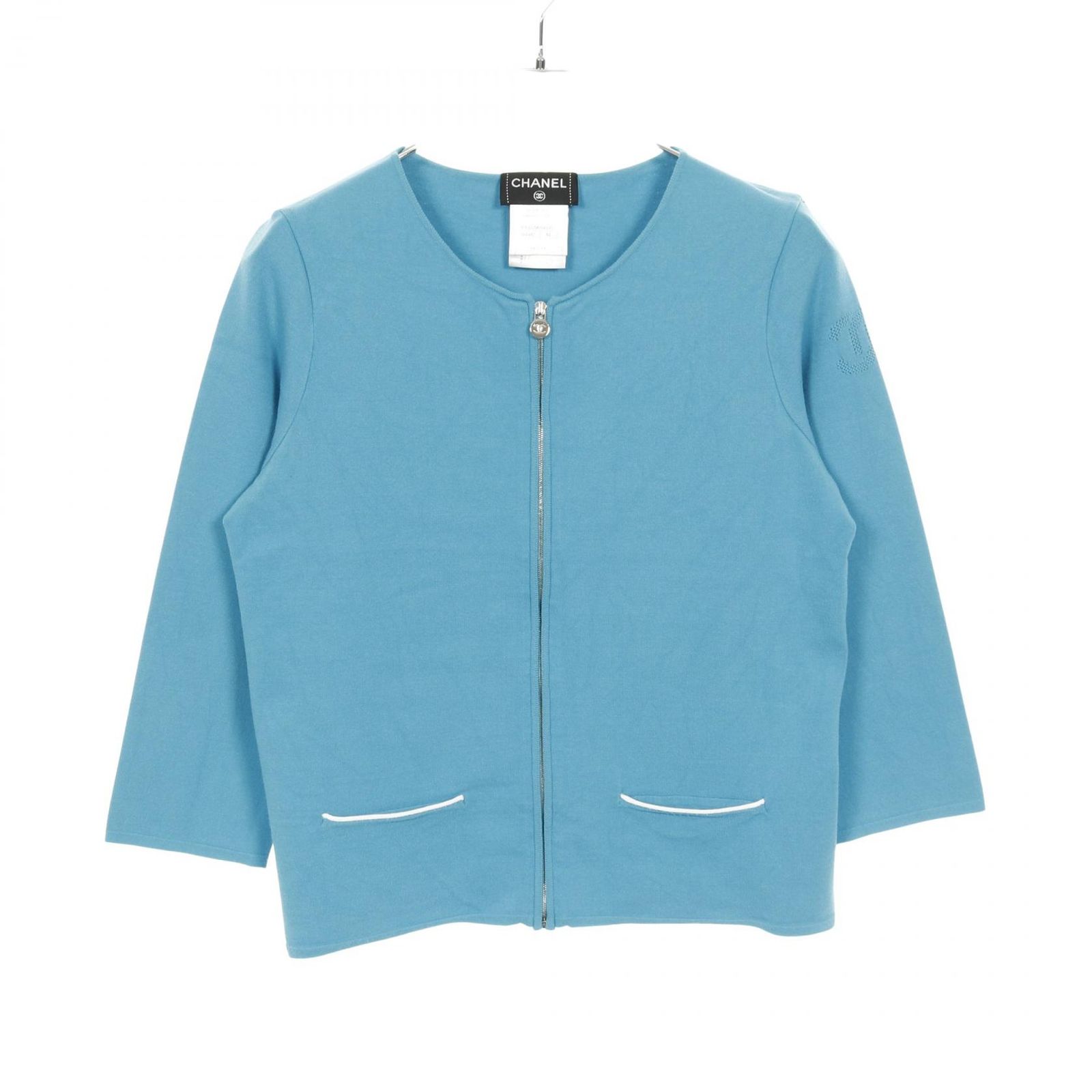 シャネル CHANEL カーディガン ココマーク ジップアップ ブルー レーヨン ジップ カーディガン レディース Used A