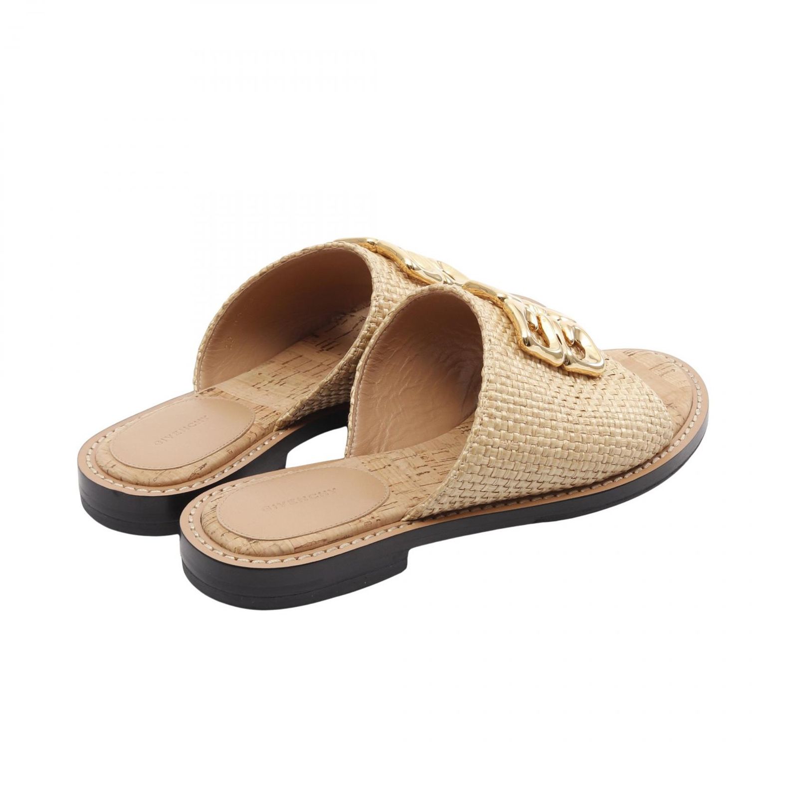 ジバンシィ サンダル 4 Gリキッド ベージュ その他 G Liquid ラフィア スライドサンダル レディース A