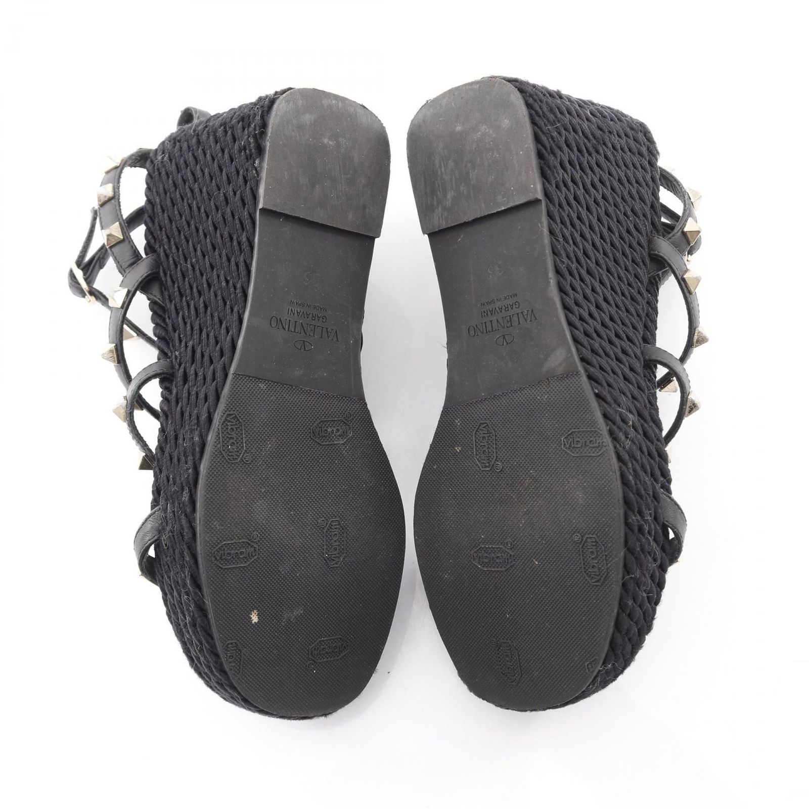  ヴァレンティノ ガラヴァーニ Valentino Garavani サンダル ロックスタッズ ブラック レザー ウェッジソール レディース C サンダル サンダル ミュール