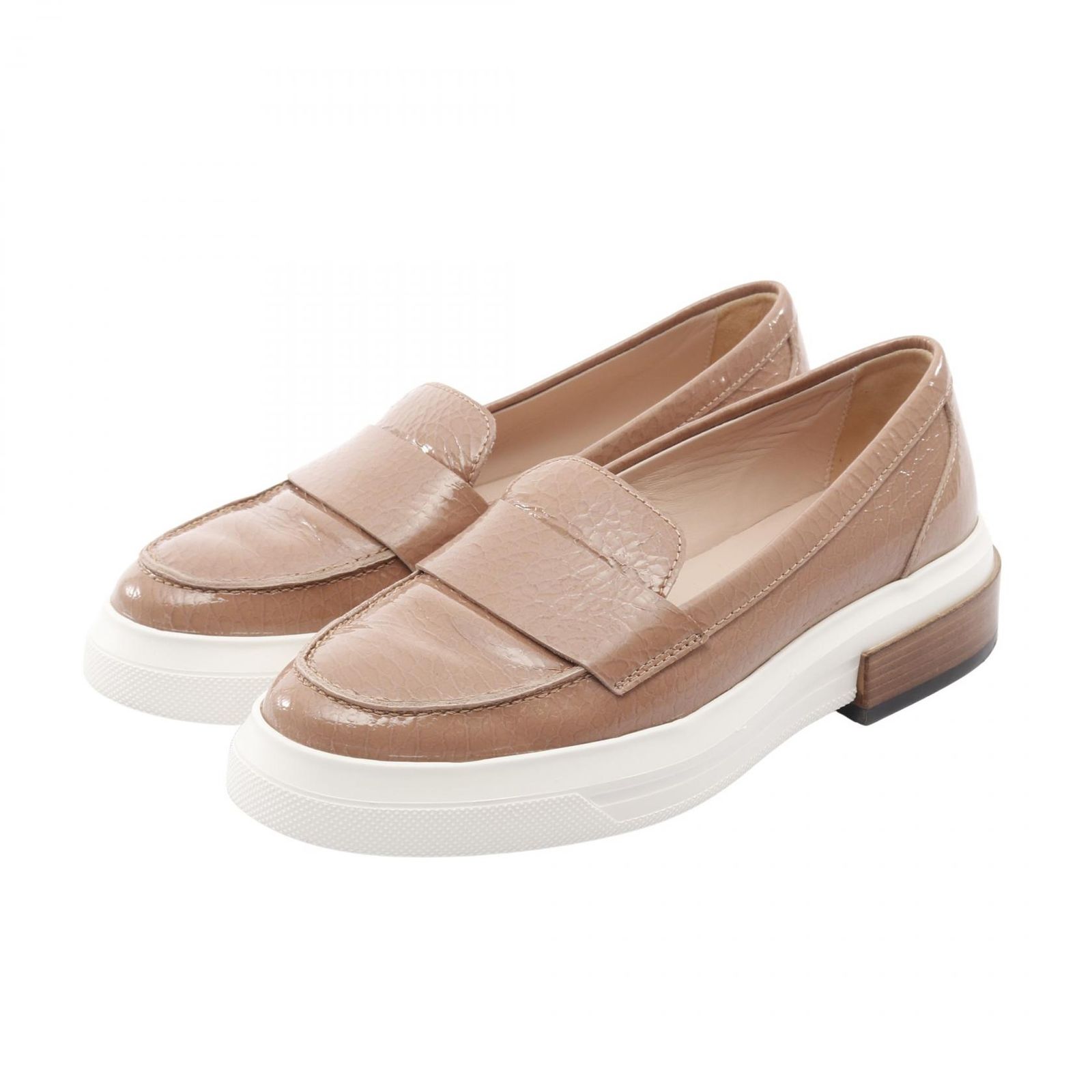 トッズ TOD S ローファー XXW92B0Y41ZVNO ピンクベージュ パテントレザー ローファー カジュアルシューズ エナメルレザー ピンクベージュ レディース Used A