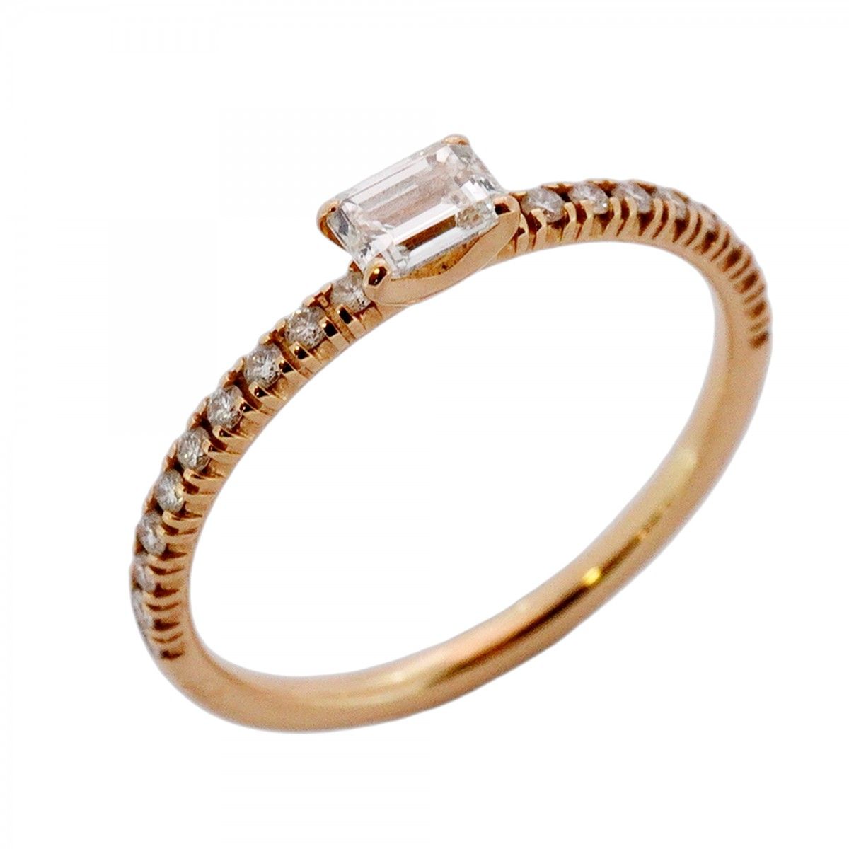 5jmb0681 カルティエ リング エタンセル エメラルドカット ハーフエタニティ K18PG ピンクゴールド ダイヤモンド ＃49 レディース