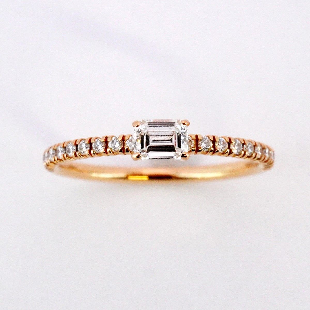 5jmb0681 カルティエ リング エタンセル エメラルドカット ハーフエタニティ K18PG ピンクゴールド ダイヤモンド ＃49 レディース