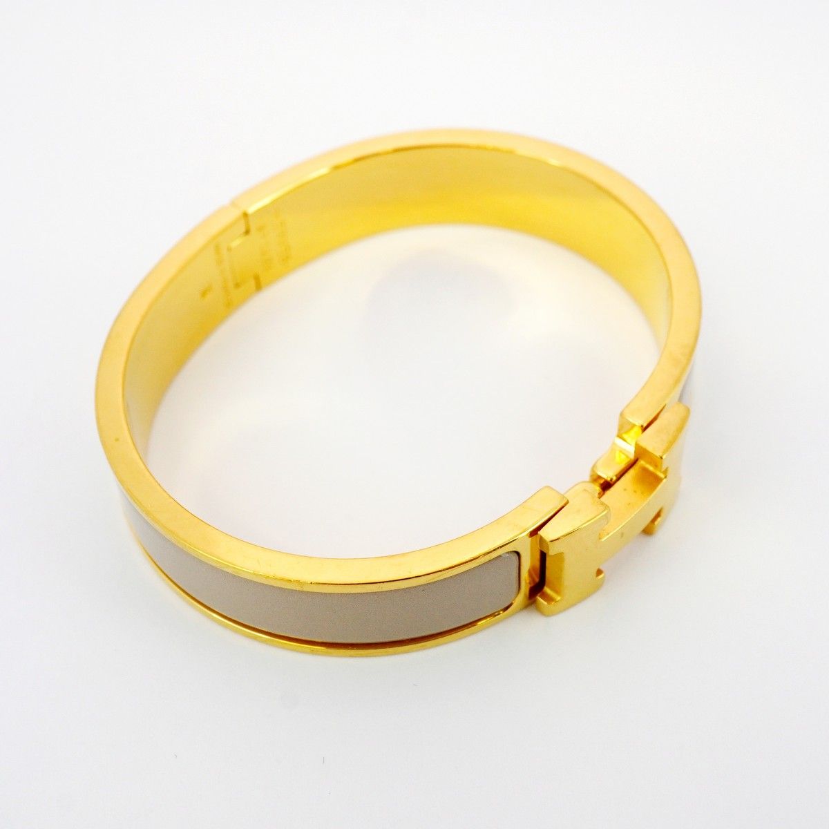 5jmb0678 エルメス バングル クリッククラックPM GPメッキ ゴールド ベージュ レディース